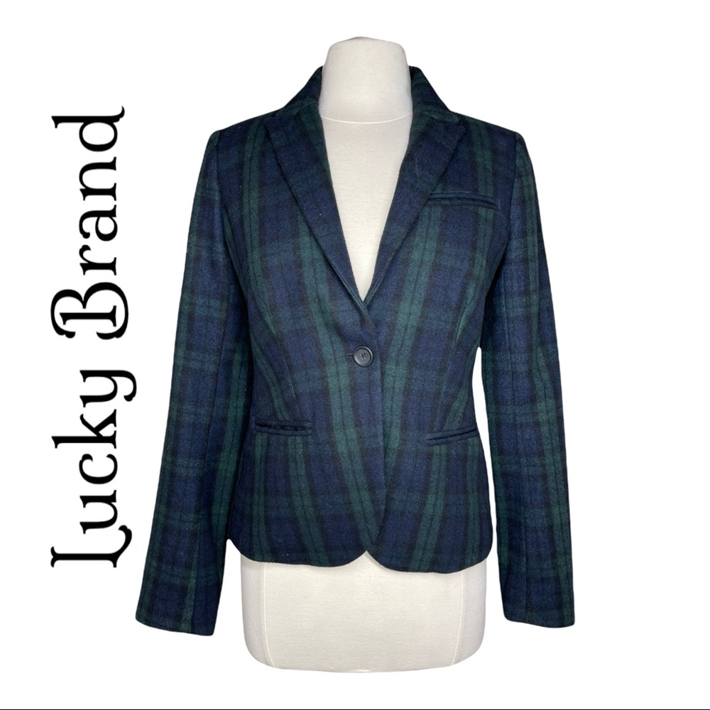 Plaid Wool Green Jacket Lucky Brand As If School Girl Size Small